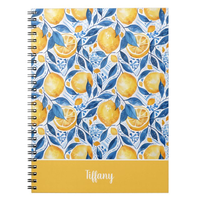 Espiral Caderno Personalizado com Padrão de Limão Journal (Frente)