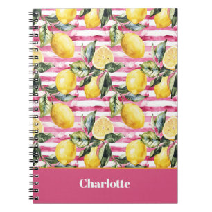 Espiral Caderno Personalizado com Padrão de Limão Journal