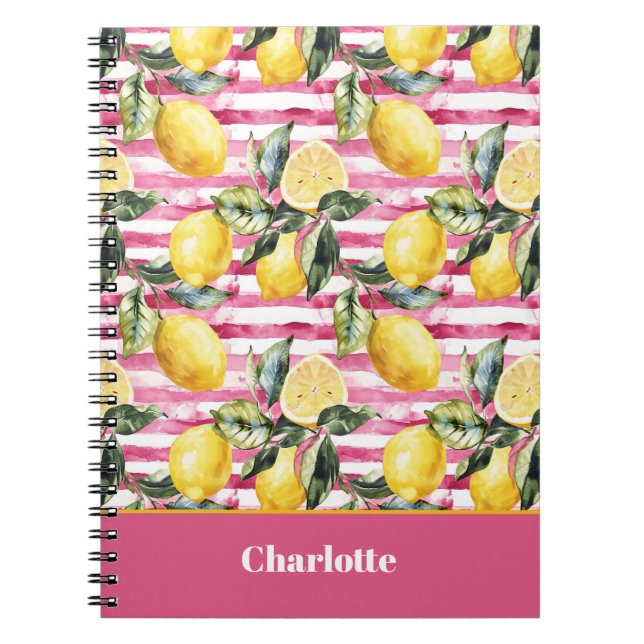 Espiral Caderno Personalizado com Padrão de Limão Journal (Frente)