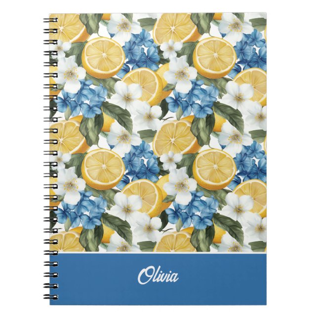 Espiral Caderno Personalizado com Padrão de Limão Journal (Frente)
