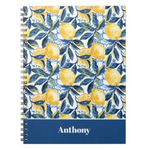 Espiral Caderno Personalizado com Padrão de Limão Journal