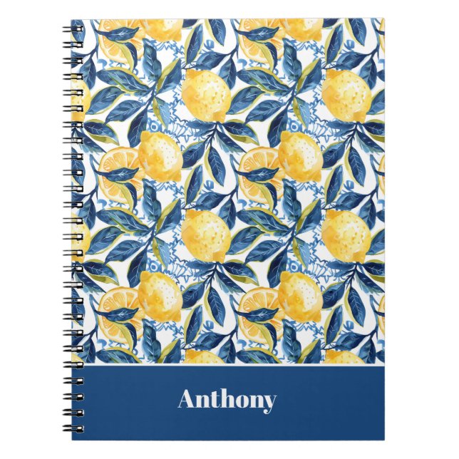 Espiral Caderno Personalizado com Padrão de Limão Journal (Frente)