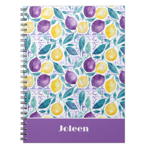 Espiral Caderno Personalizado com Padrão de Limão Journal