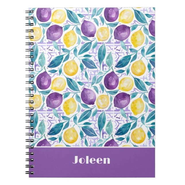 Espiral Caderno Personalizado com Padrão de Limão Journal (Frente)
