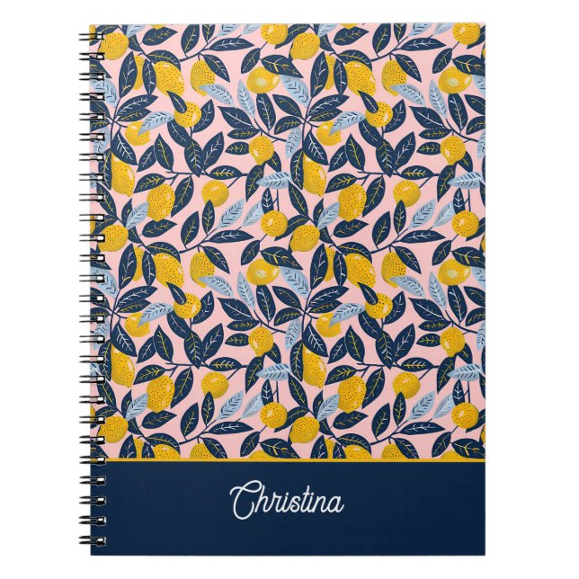 Espiral Caderno Personalizado com Padrão de Limão Journal (Frente)