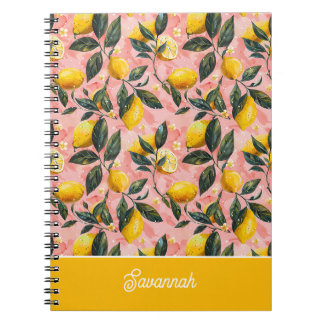 Espiral Caderno Personalizado com Padrão de Limão Journal