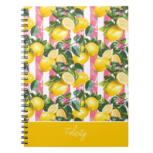 Espiral Caderno Personalizado com Padrão de Limão Journal (Frente)