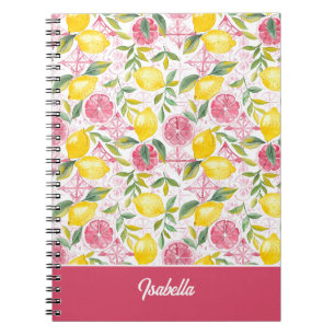 Espiral Caderno Personalizado com Padrão de Limão Journal