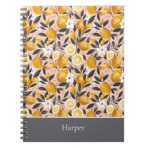 Espiral Caderno Personalizado com Padrão de Limão Journal