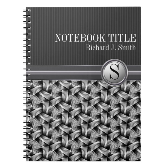 Espiral Caderno Personalizado com Padrão de Trama Cinza Br (Frente)