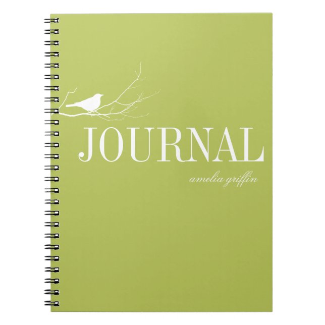 Espiral Caderno personalizado com pássaro empoleirado no g (Frente)