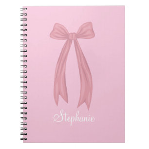 Espiral Caderno Personalizado Coquette com Laço Rosa Gar