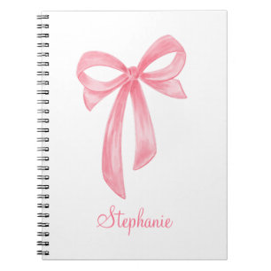 Espiral Caderno Personalizado Coquette com Laço Rosa   Men