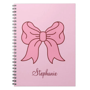 Espiral Caderno Personalizado Coquette com Laço Rosa Men