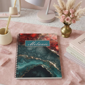 Espiral Caderno Personalizado cristal ouro vermelho azul e