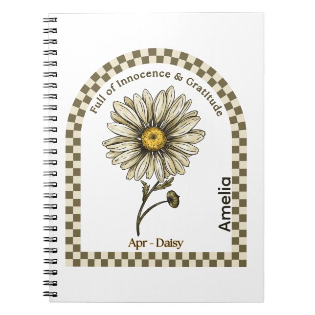 Espiral Caderno Personalizado da Flor do Mês de Abril (Frente)