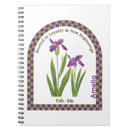 Espiral Caderno Personalizado da Flor do Mês de Fevereiro