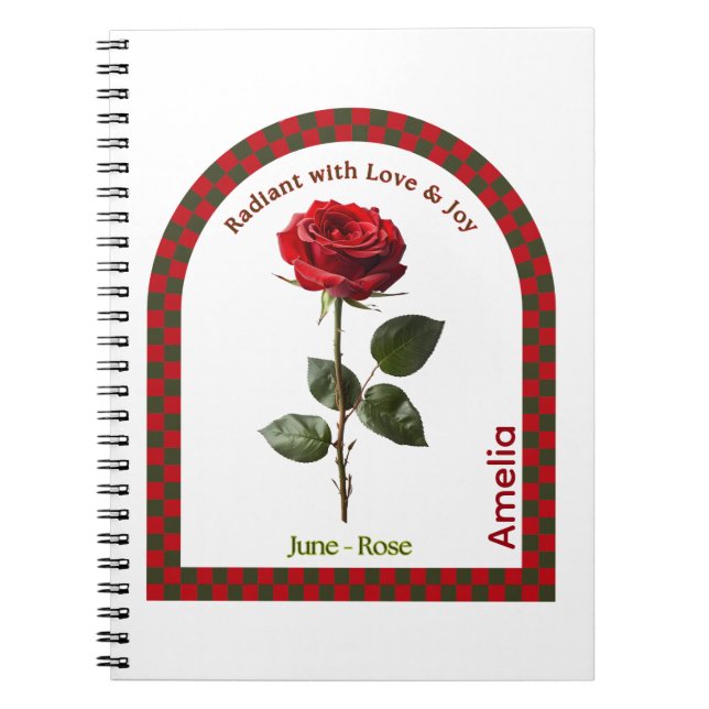 Espiral Caderno Personalizado da Flor do Mês de Junho (Frente)