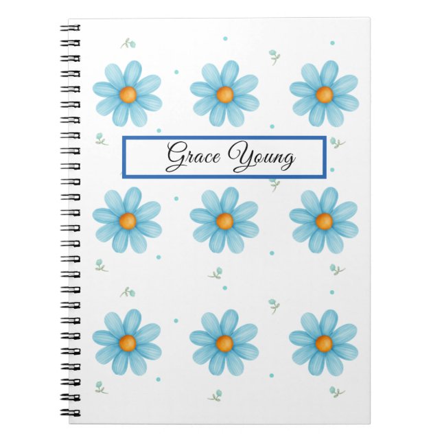 Espiral Caderno Personalizado da Margarida Azul (Frente)