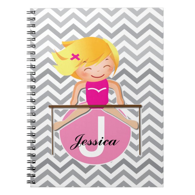 Espiral Caderno personalizado da MENINA da ginástica (Frente)