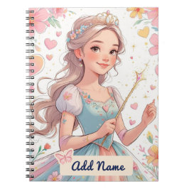 Espiral Caderno Personalizado da Princesa – Adicionar Nome