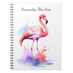 Espiral Caderno Personalizado de Aquarela Flamingo