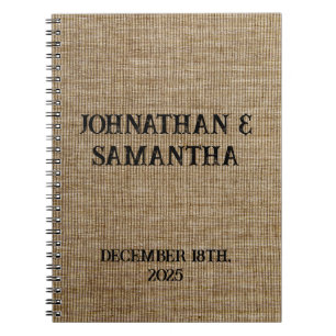 Espiral Caderno Personalizado de Casamento Rústico – Lona 