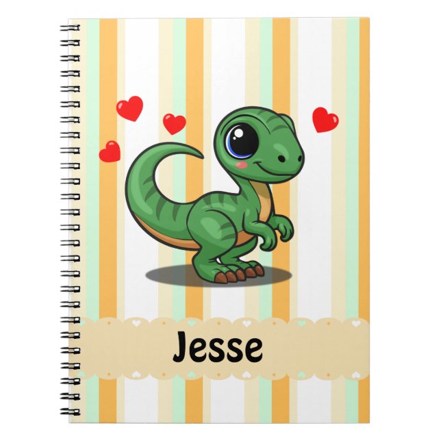 Espiral Caderno Personalizado de Dinossauro Velociraptor (Frente)