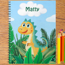 Caderno Personalizado de Dinossauros em Aquarela p