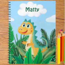 Espiral Caderno Personalizado de Dinossauros em Aquarela p