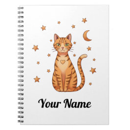 Espiral Caderno Personalizado de Gato Listrado Laranja