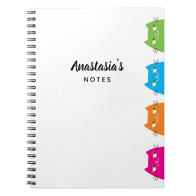 Espiral Caderno Personalizado de Gato Nome Presente Fofo (Frente)