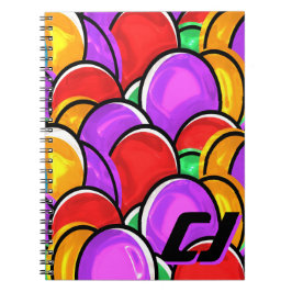 Espiral Caderno Personalizado de Monograma de Arte Pop Ond