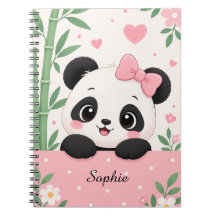 Caderno Personalizado de Nome de Menina Panda Fofo