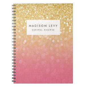 Espiral Caderno personalizado de Ombre brilho cor-de-rosa