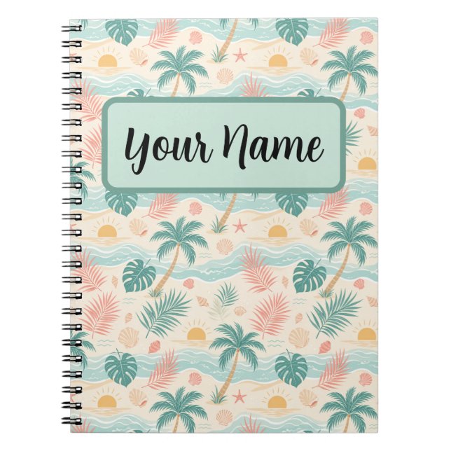Espiral Caderno Personalizado de Praia Tropical (Frente)
