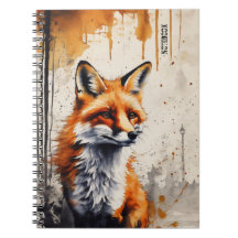 Caderno Personalizado de Raposa em Aquarela