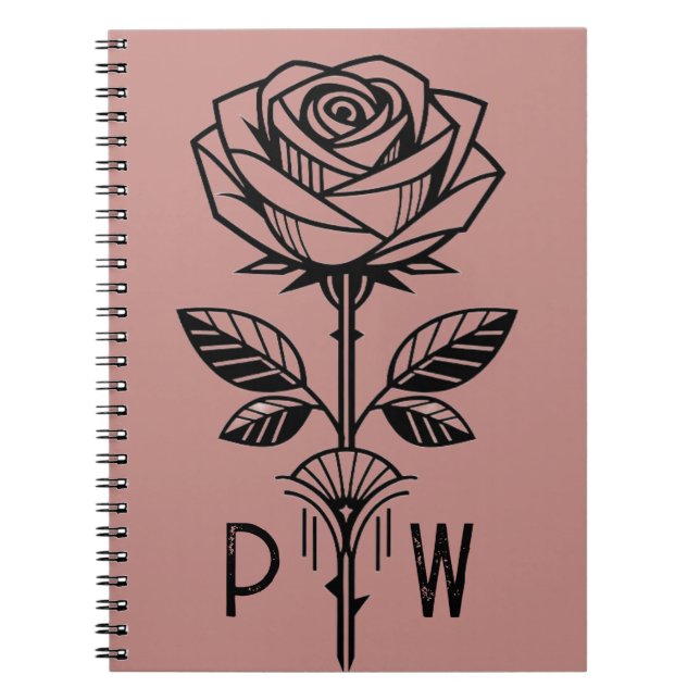 Espiral Caderno Personalizado de Rosa Art Déco (Frente)