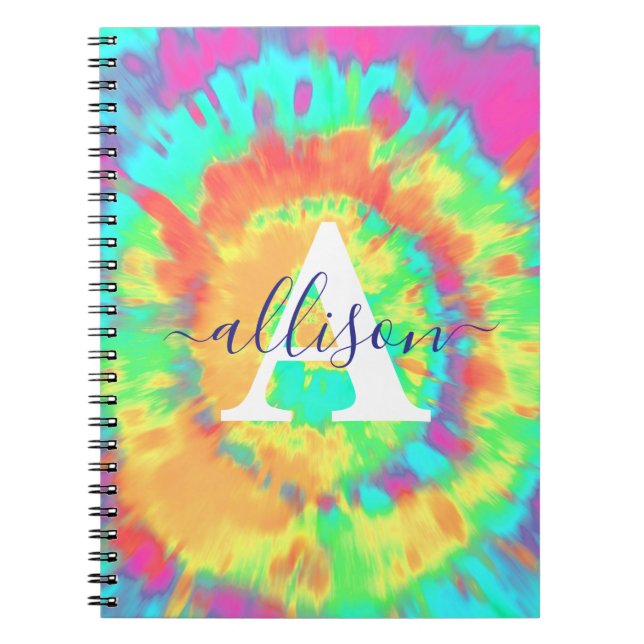 Espiral Caderno personalizado de tie dye (Frente)