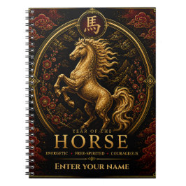 Espiral Caderno Personalizado do Ano do Cavalo do Zodíaco