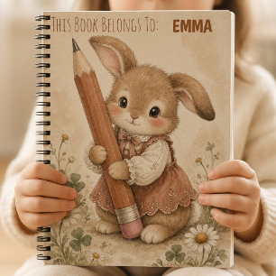 Espiral Caderno Personalizado do Coelho Volta às Aulas