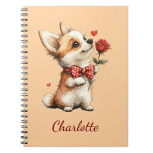 Caderno Personalizado do Corgi com Nome Customizad