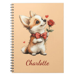 Espiral Caderno Personalizado do Corgi com Nome Customizad