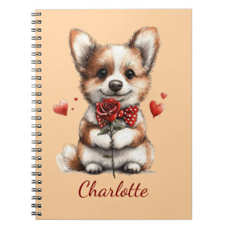 Espiral Caderno Personalizado do Corgi com Nome Customizad
