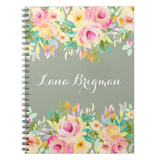 Espiral Caderno personalizado do Diário das flores da