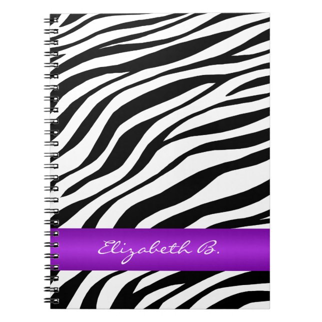 Espiral Caderno personalizado do impressão da zebra listra (Frente)