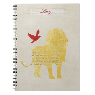 Espiral Caderno personalizado do leão silhueta Dourado