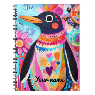Espiral Caderno Personalizado do Pinguim: Ártico Colorido