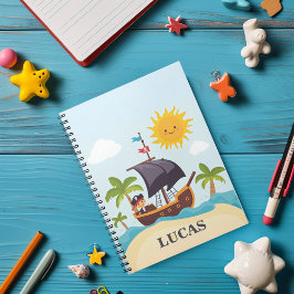 Espiral Caderno Personalizado do Pirata Barco dos Miúdos A