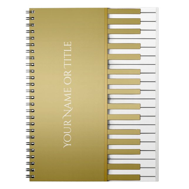 Espiral Caderno personalizado dourado do teclado de piano (Frente)